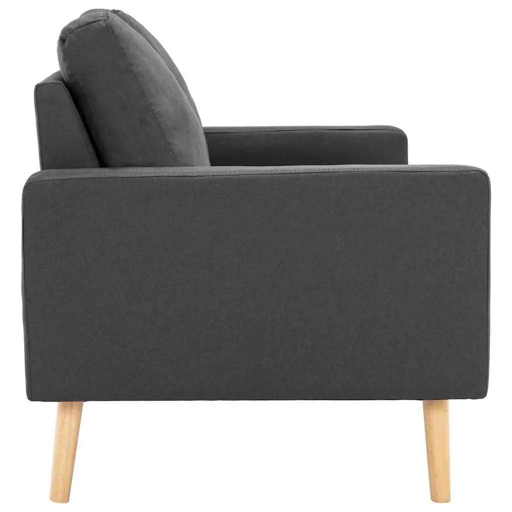 2-Seater Sofa Grey Fabric Upholstered Lounge Couch Padded Cushions Living Room