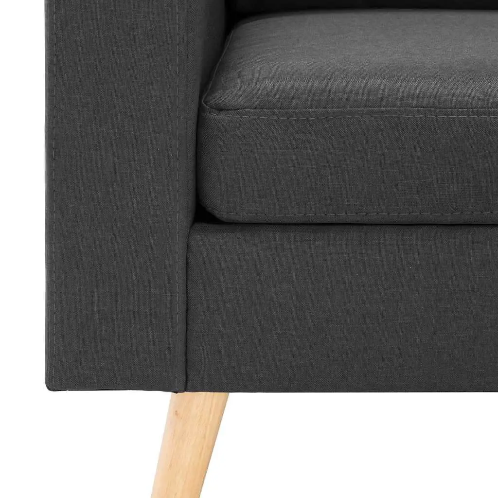 2-Seater Sofa Grey Fabric Upholstered Lounge Couch Padded Cushions Living Room