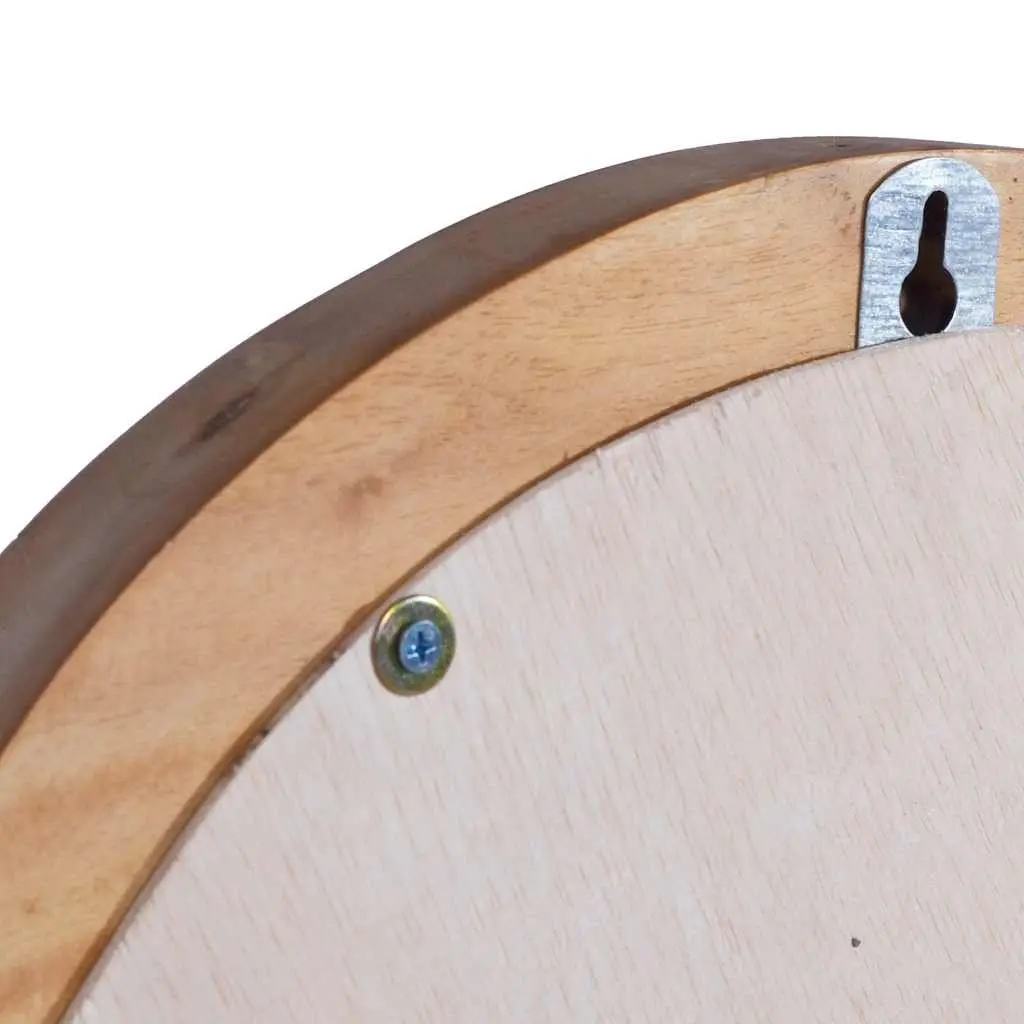 Round Wall Mirror 60 cm Brown Teak Frame Handmade Natural Wood Home Decor