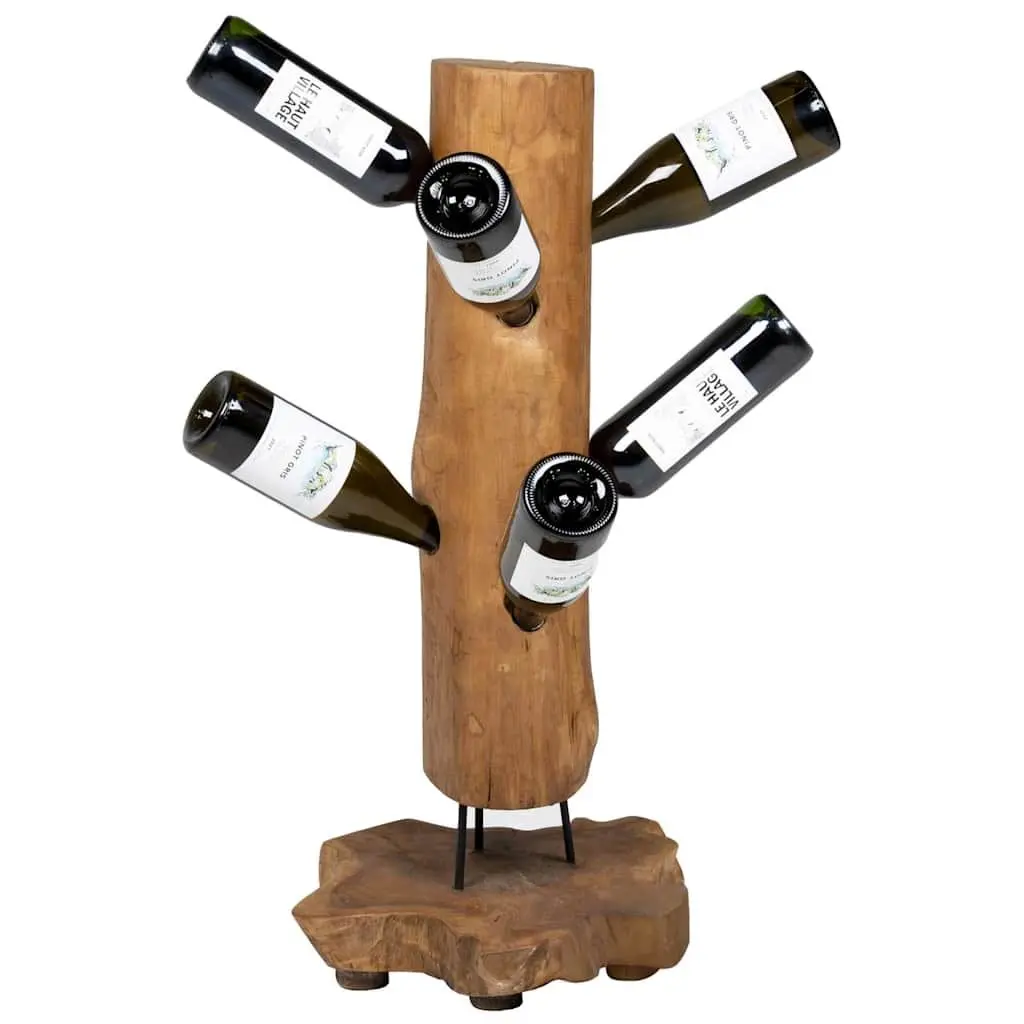 Wine Rack 8 Bottle Holder Storage Wooden Vintage Style Teak for Kitchen Dining Room Living Room