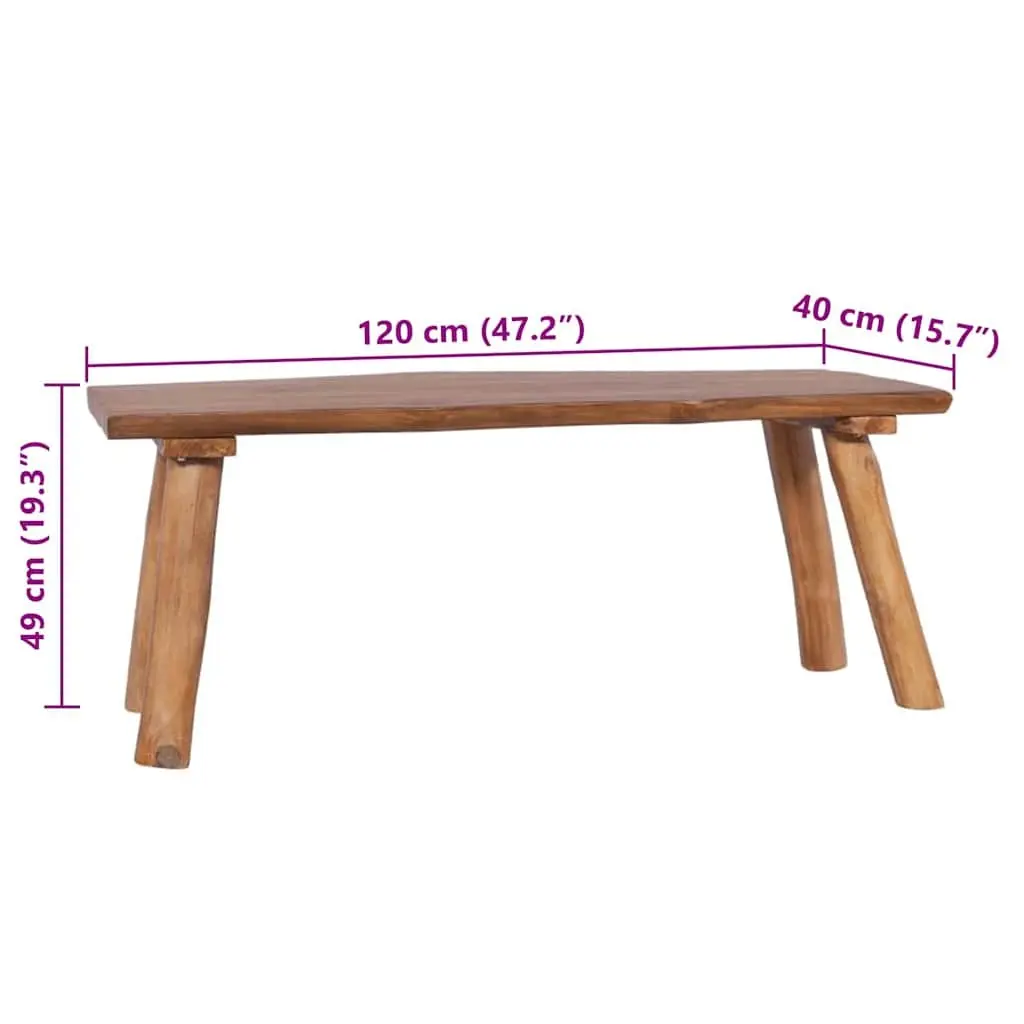 Solid Teak Wood Garden Bench Indoor Outdoor 120 cm