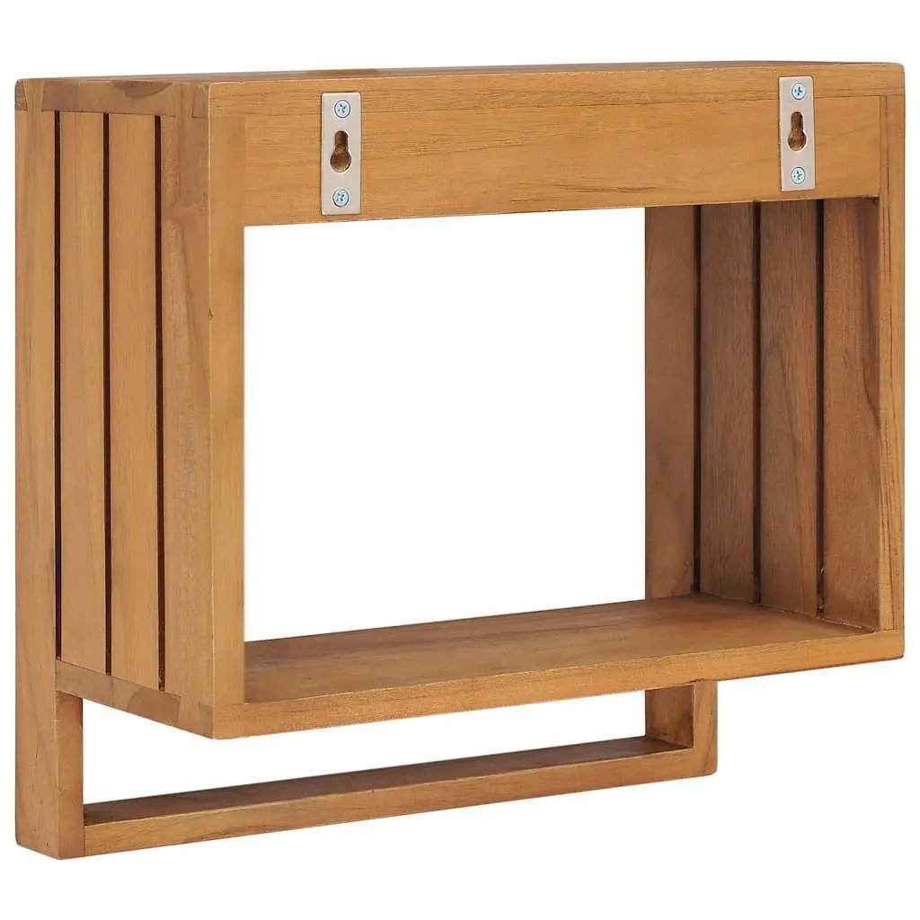 Wall-mounted Towel Rack Solid Teak Wood Bathroom Storage Organizer Holder