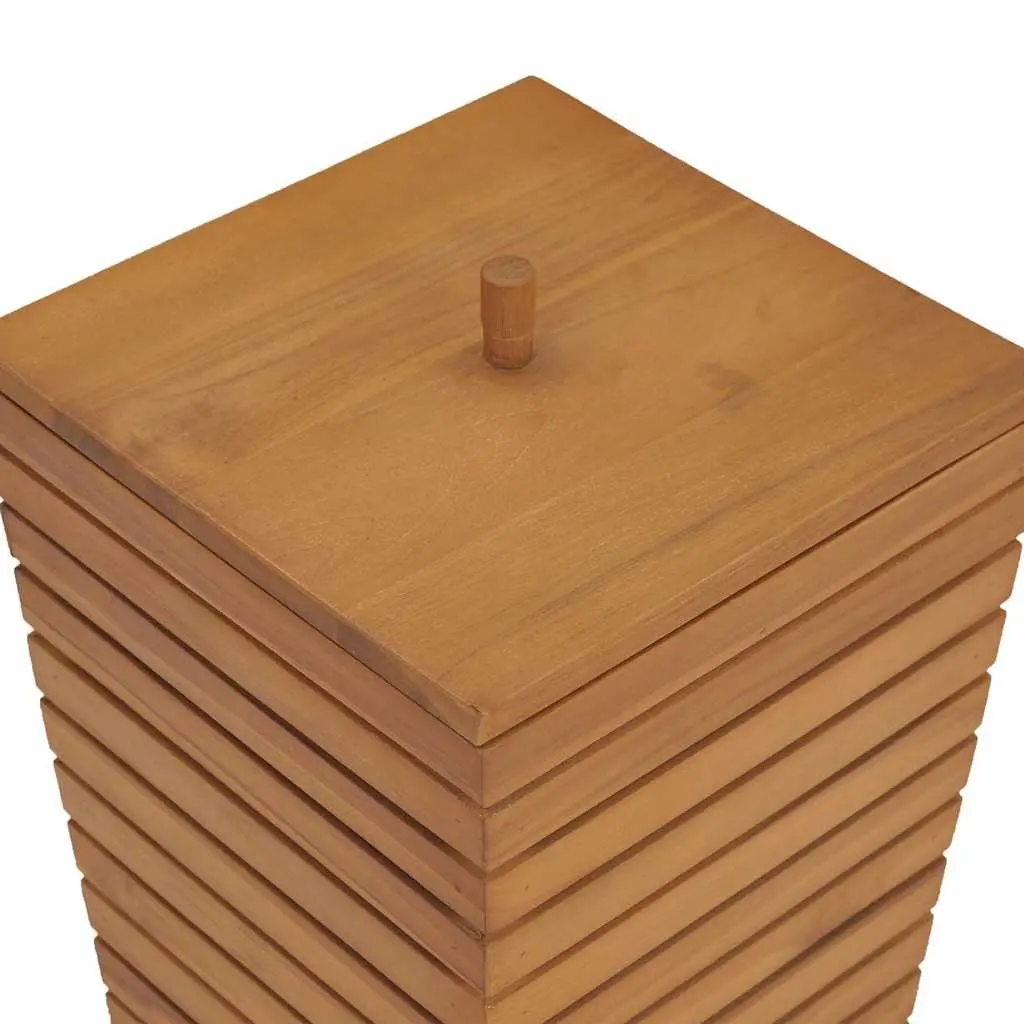 Laundry Basket 30x30x45cm Brown Slatted Design Storage Bin Wooden Household