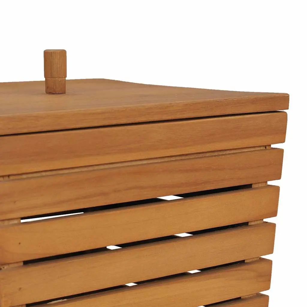 Laundry Basket 30x30x45cm Brown Slatted Design Storage Bin Wooden Household