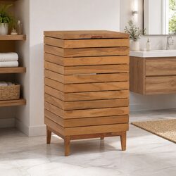 Laundry Basket - 40x40x70 cm Solid Teak Wood