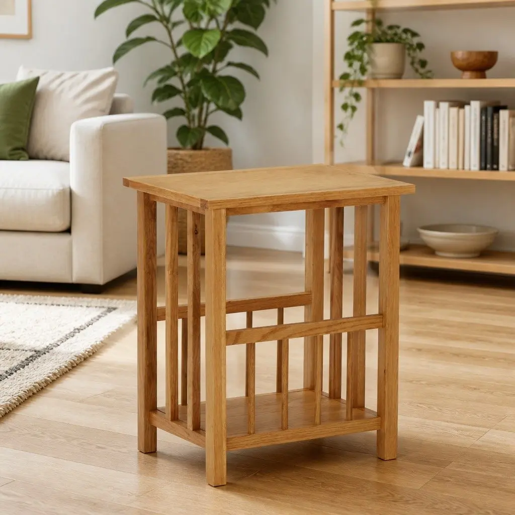End Table with Oak Wood Construction, 45x35x55 cm