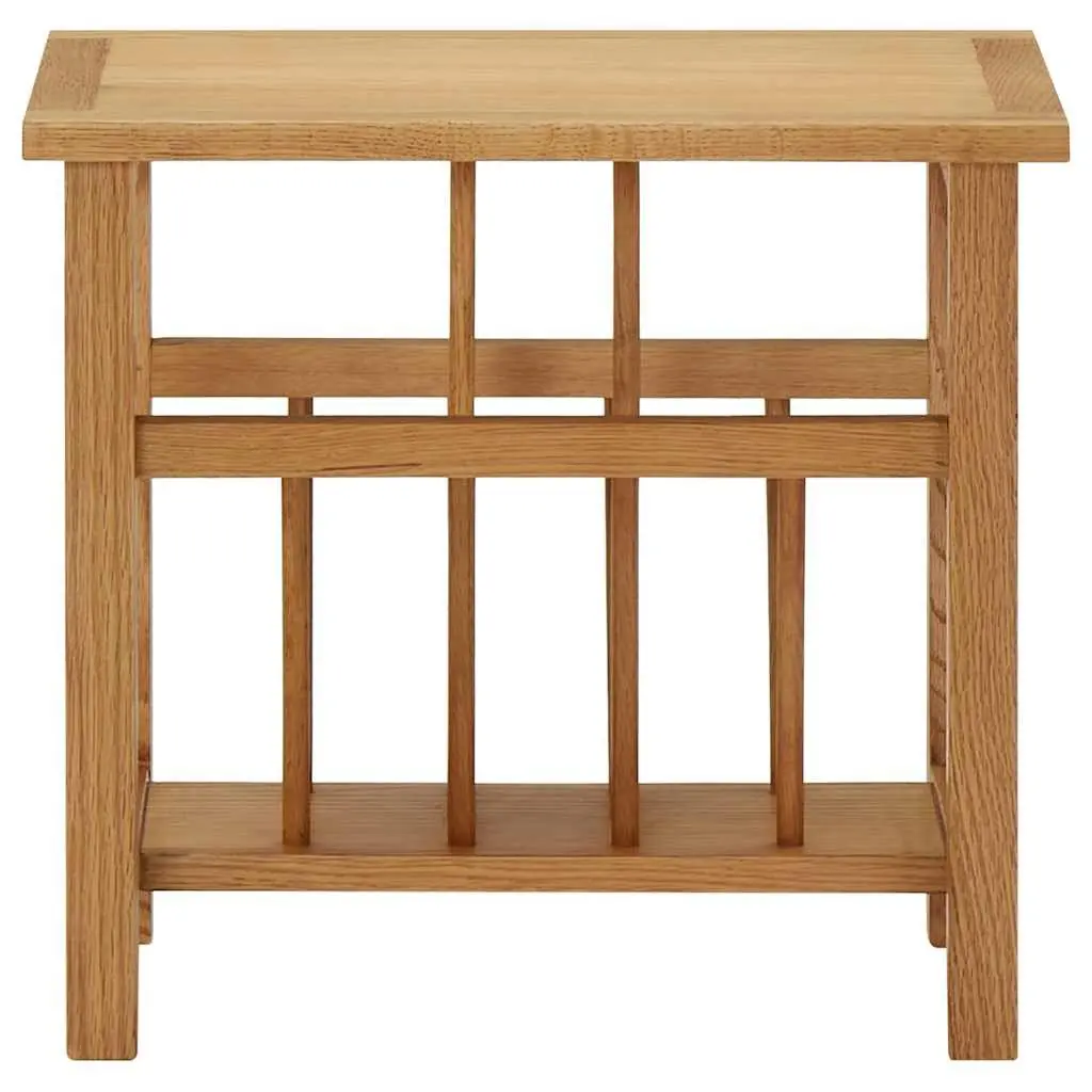 End Table Magazine Rack 45x27x42 cm Solid Oak Wood Brown Accent Furniture