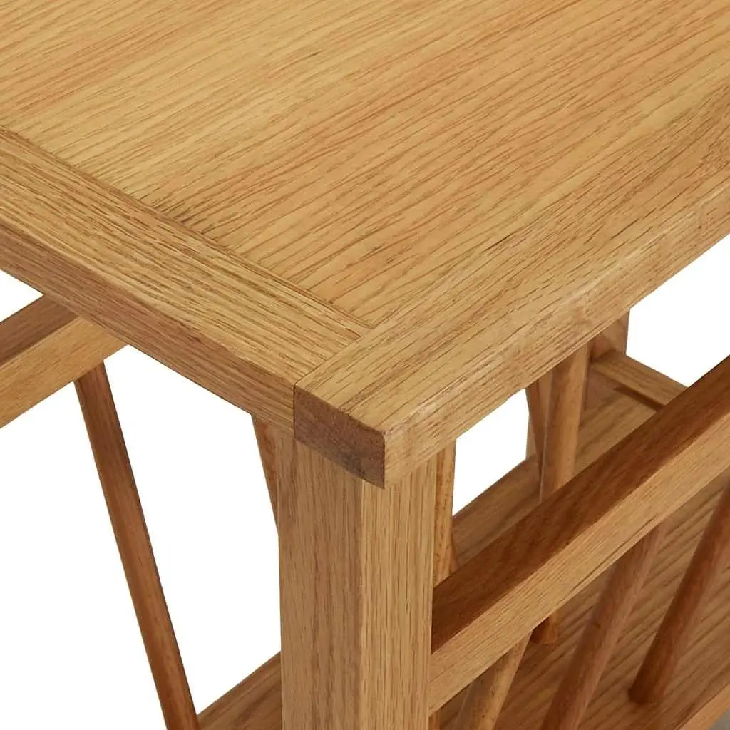 End Table Magazine Rack 45x27x42 cm Solid Oak Wood Brown Accent Furniture