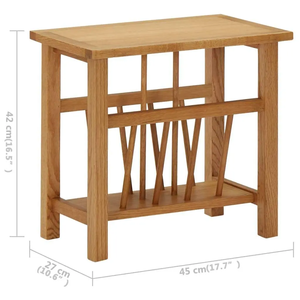 End Table Magazine Rack 45x27x42 cm Solid Oak Wood Brown Accent Furniture
