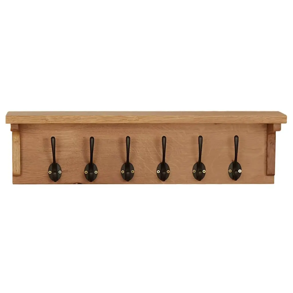Solid Oak Coat Rack with 6 Hooks