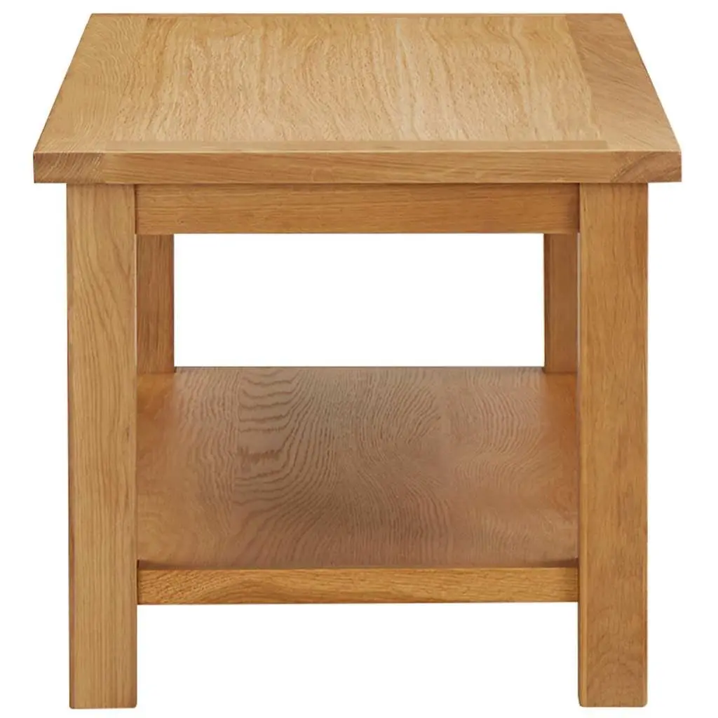 90x45x40 cm Solid Oak Coffee Table with Shelf