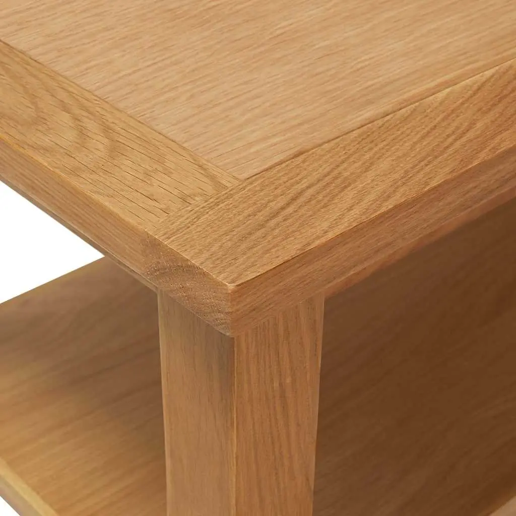 90x45x40 cm Solid Oak Coffee Table with Shelf