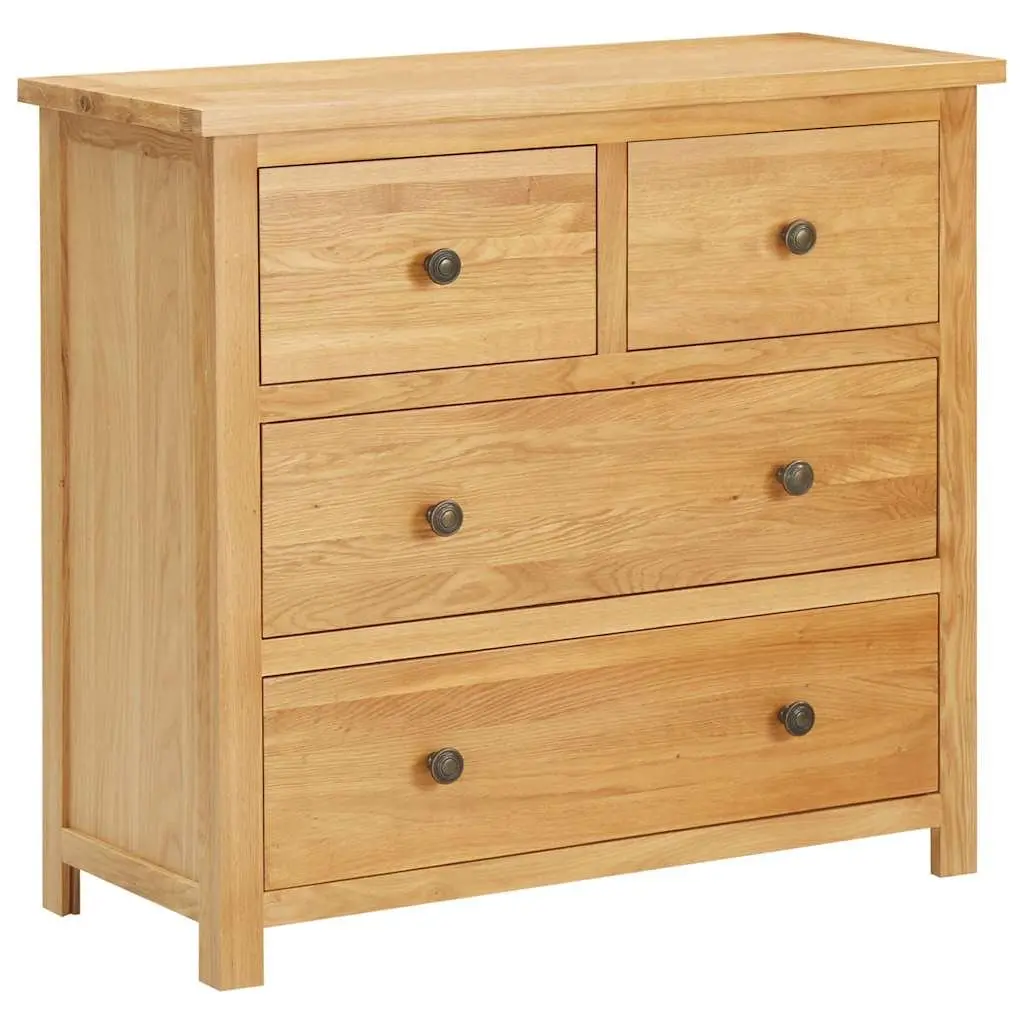 Chest of Drawers Bedroom Storage Cabinet 80x35x75cm Solid Oak Wood 4 Drawers
