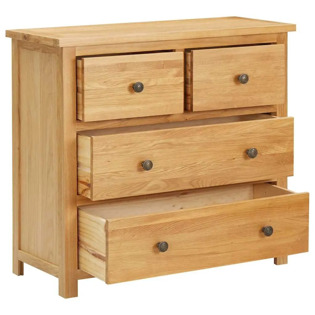 Chest of Drawers Bedroom Storage Cabinet 80x35x75cm Solid Oak Wood 4 Drawers