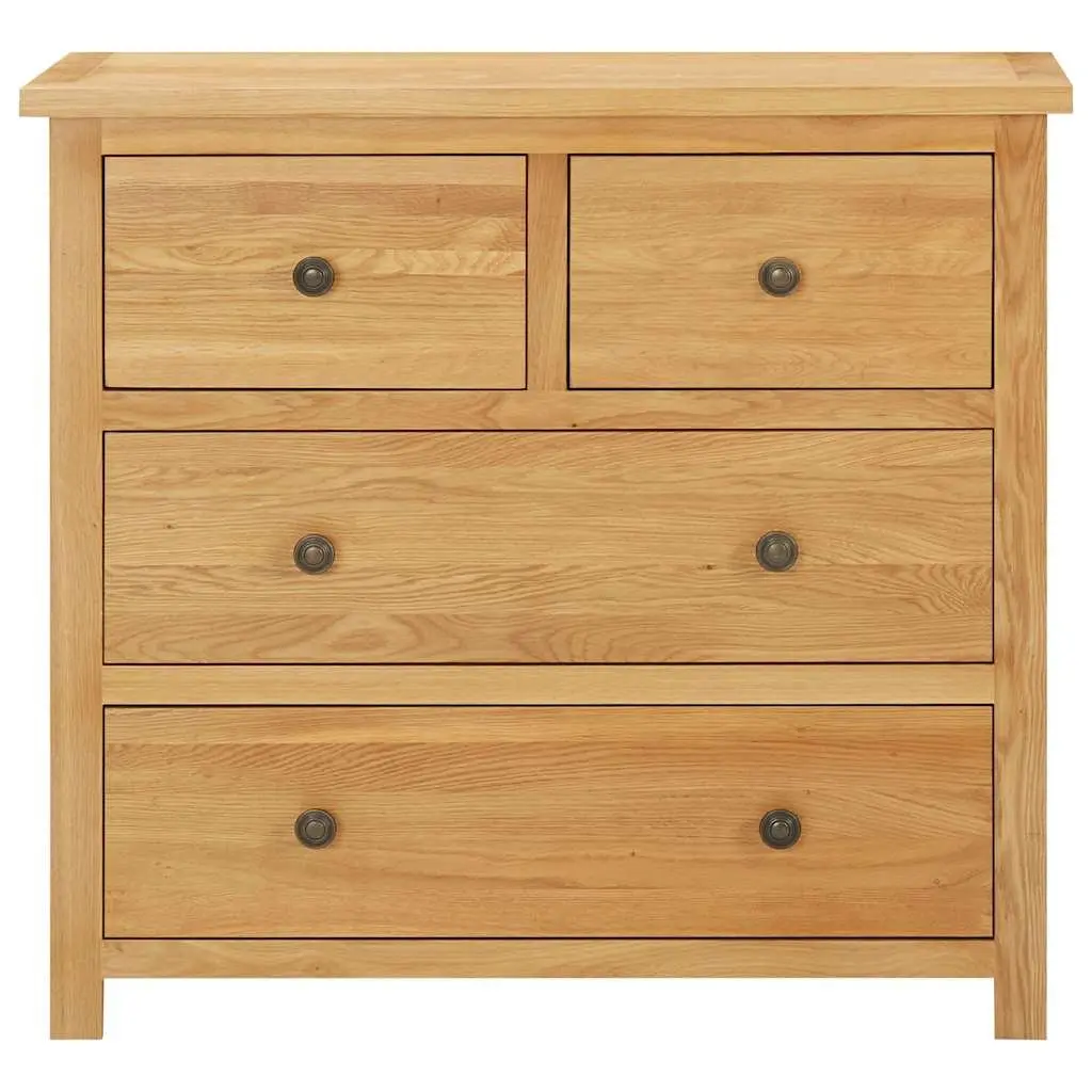 Chest of Drawers Bedroom Storage Cabinet 80x35x75cm Solid Oak Wood 4 Drawers