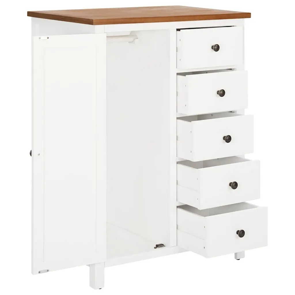 Wardrobe Solid Oak Wood 76x52x105 cm Clothes Cabinet with Hanging Rod & Drawers