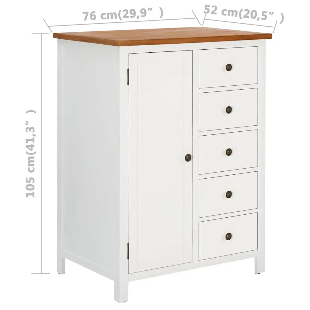 Wardrobe Solid Oak Wood 76x52x105 cm Clothes Cabinet with Hanging Rod & Drawers