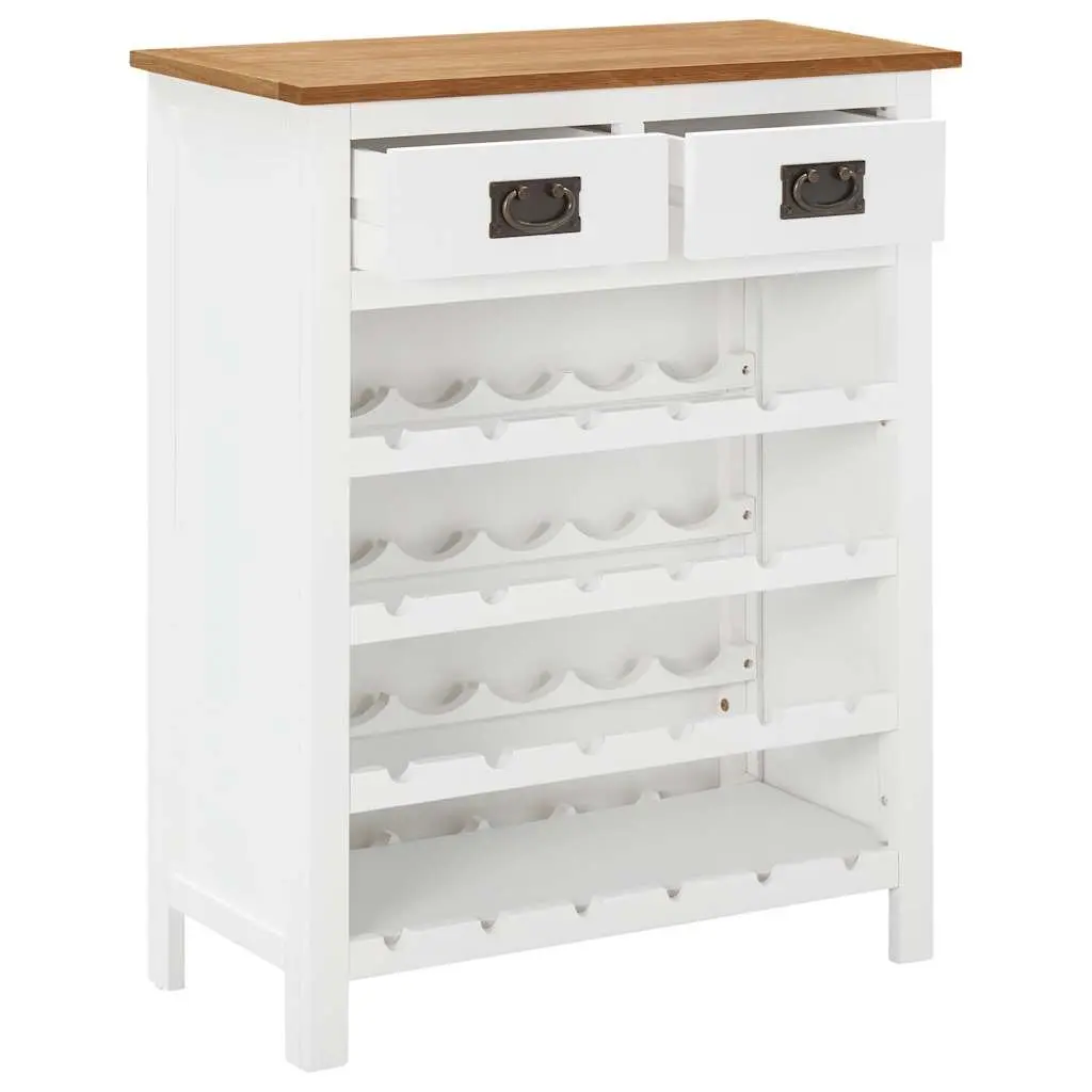 Wine Cabinet Brown Solid Oak Wood Storage Furniture Open Racks Drawers