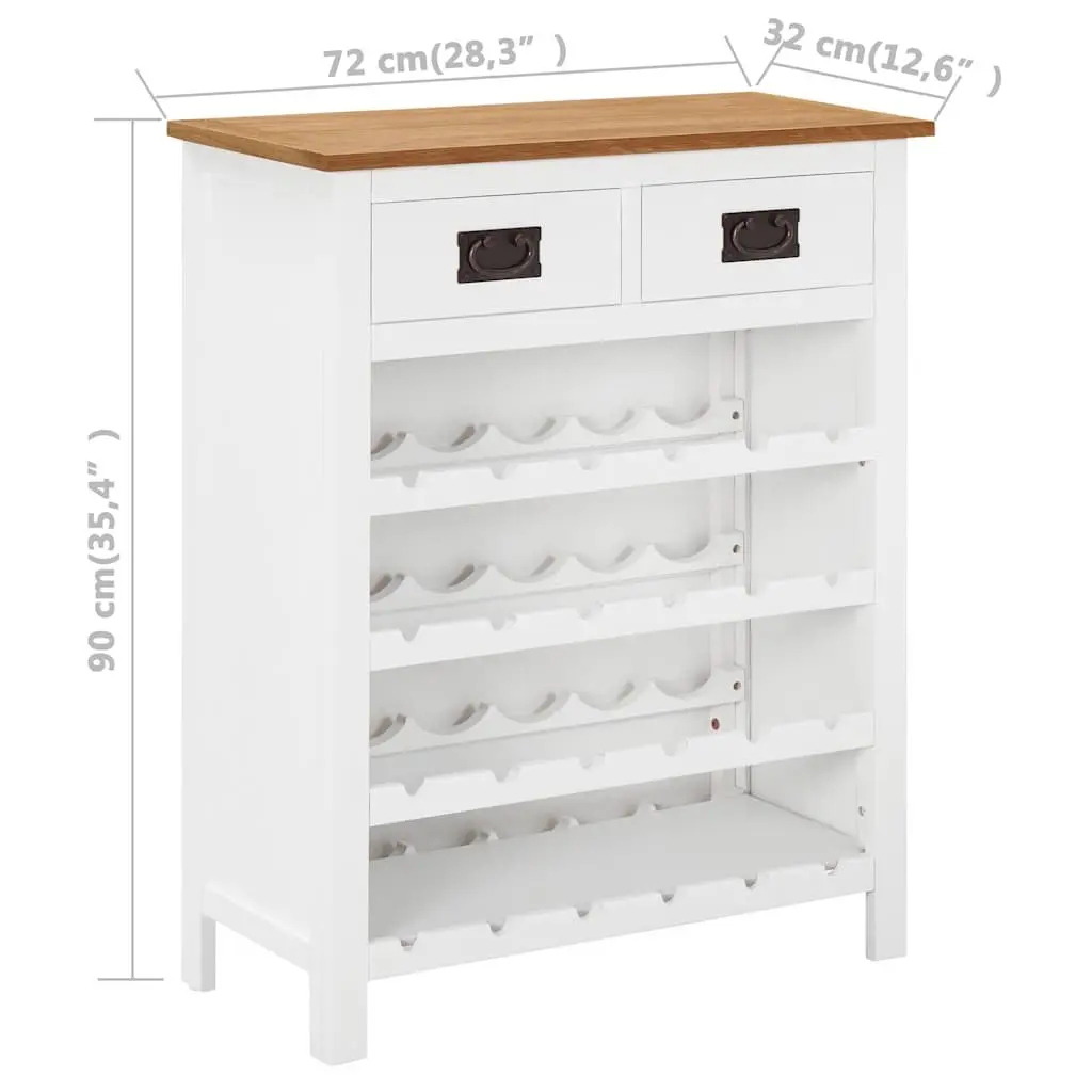 Wine Cabinet Brown Solid Oak Wood Storage Furniture Open Racks Drawers