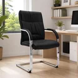 Cantilever Office Chair Black Faux Leather Ergonomic Armrest Desk Seating