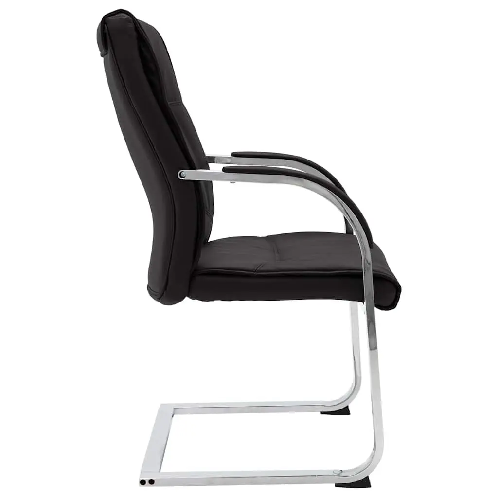 Cantilever Office Chair Black Faux Leather Ergonomic Armrest Desk Seating