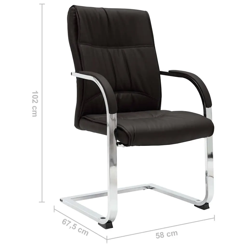 Cantilever Office Chair Black Faux Leather Ergonomic Armrest Desk Seating