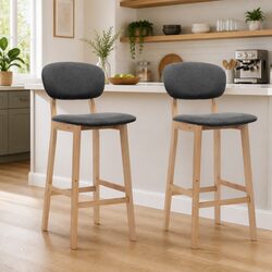 Specifications for Grey Fabric Bar Stools Set of 2