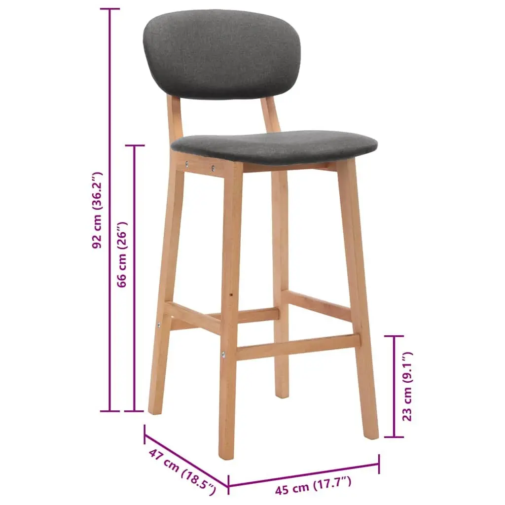 Grey Fabric Bar Stools Set of 2