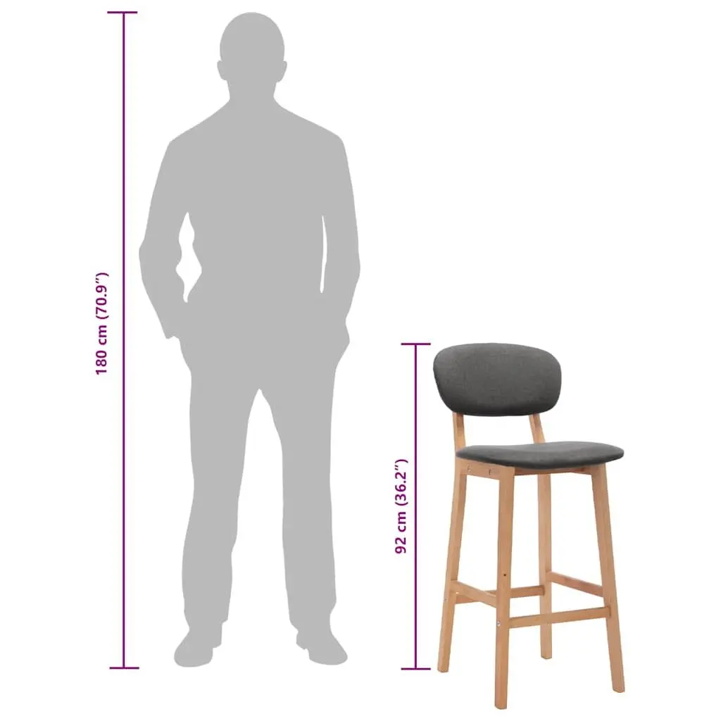 Grey Fabric Bar Stools Set of 2