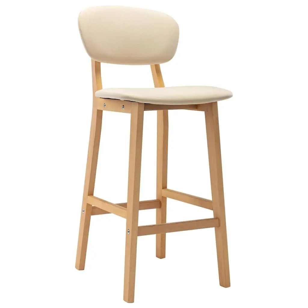 Bar Stools Set of 2 for Home Office Cafe Cream Upholstered Chairs with Footrest