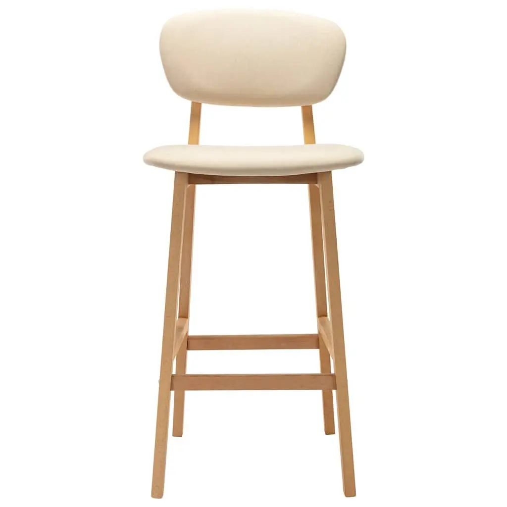 Bar Stools Set of 2 for Home Office Cafe Cream Upholstered Chairs with Footrest