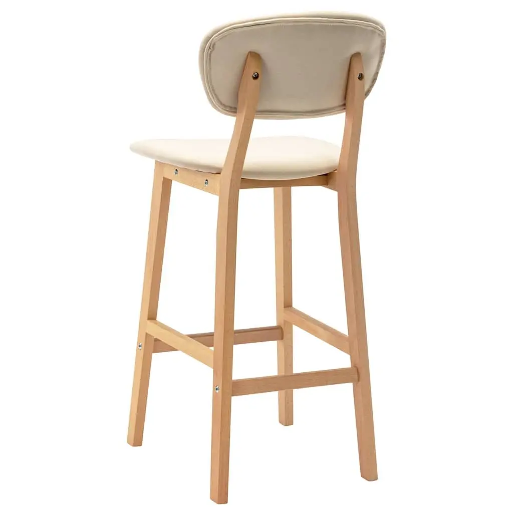 Bar Stools Set of 2 for Home Office Cafe Cream Upholstered Chairs with Footrest