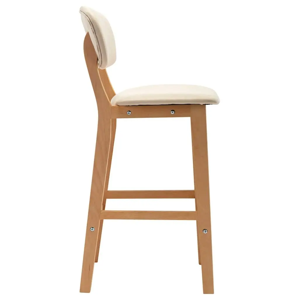 Bar Stools Set of 2 for Home Office Cafe Cream Upholstered Chairs with Footrest