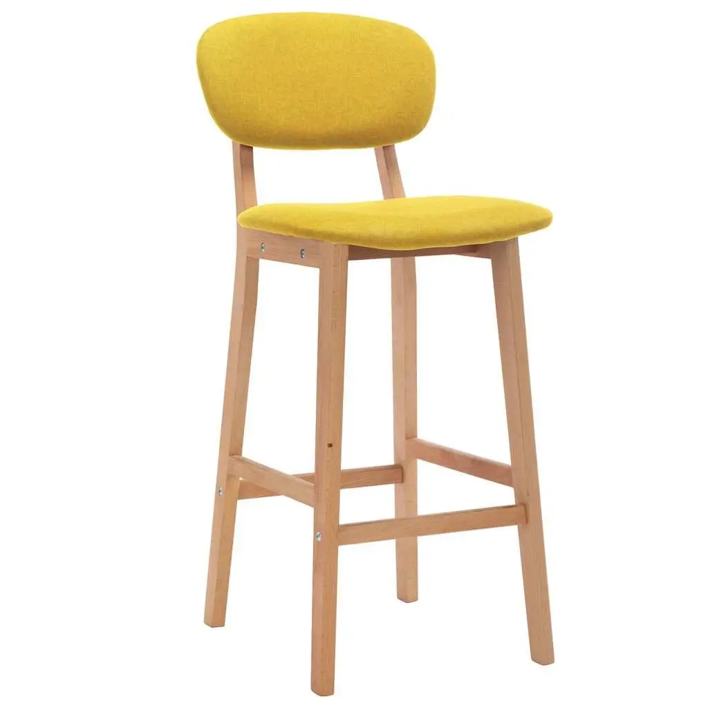 Yellow Fabric Bar Stools Set 2 Pieces Backrest Footrest for Kitchen Dining Counter