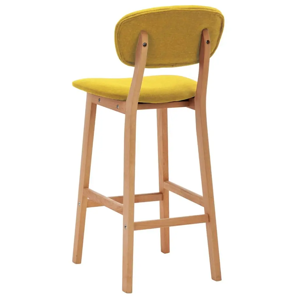 Yellow Fabric Bar Stools Set 2 Pieces Backrest Footrest for Kitchen Dining Counter