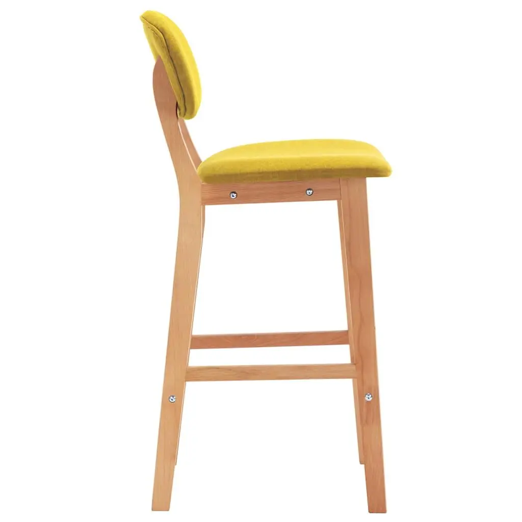 Yellow Fabric Bar Stools Set 2 Pieces Backrest Footrest for Kitchen Dining Counter