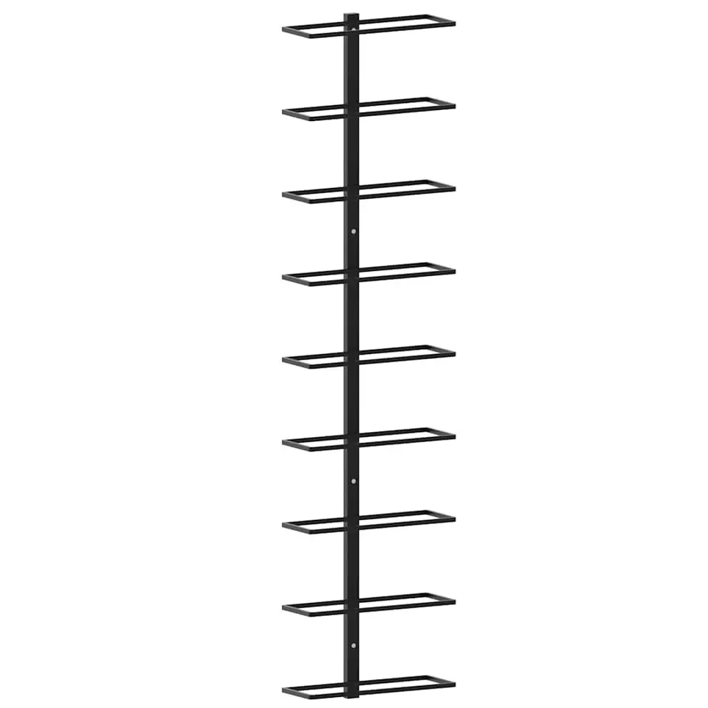 Wall-Mounted Wine Rack Black Iron Modern Home Decor 9 Bottle Storage