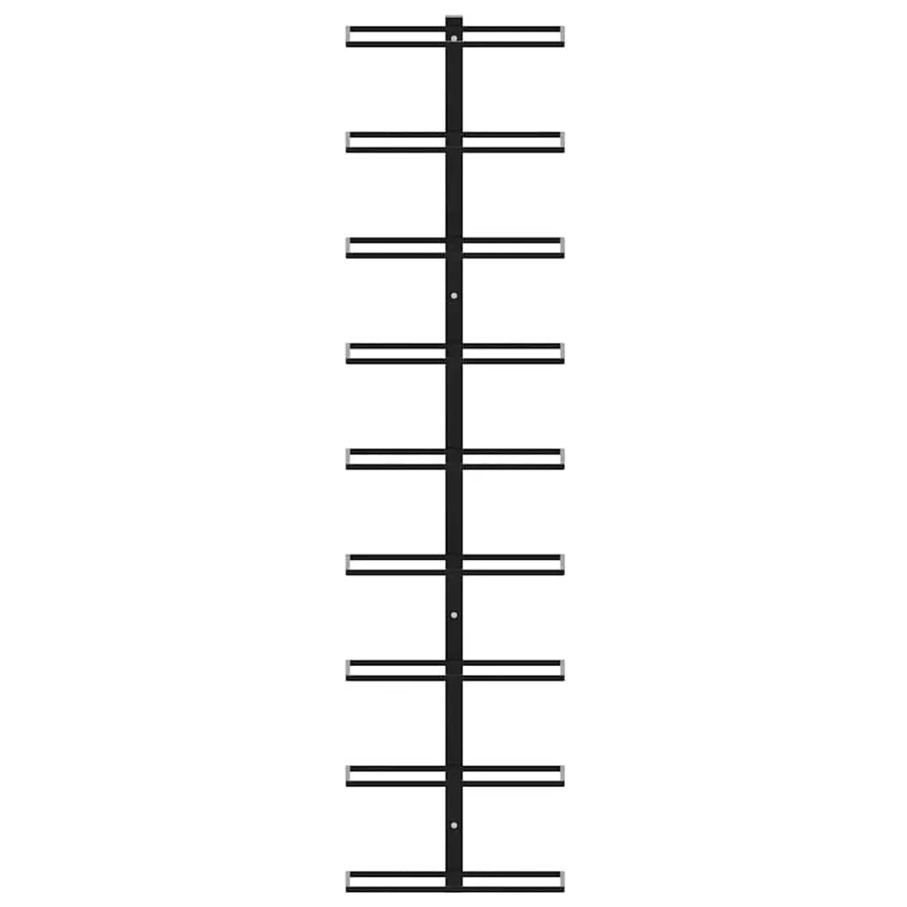 Wall-Mounted Wine Rack Black Iron Modern Home Decor 9 Bottle Storage