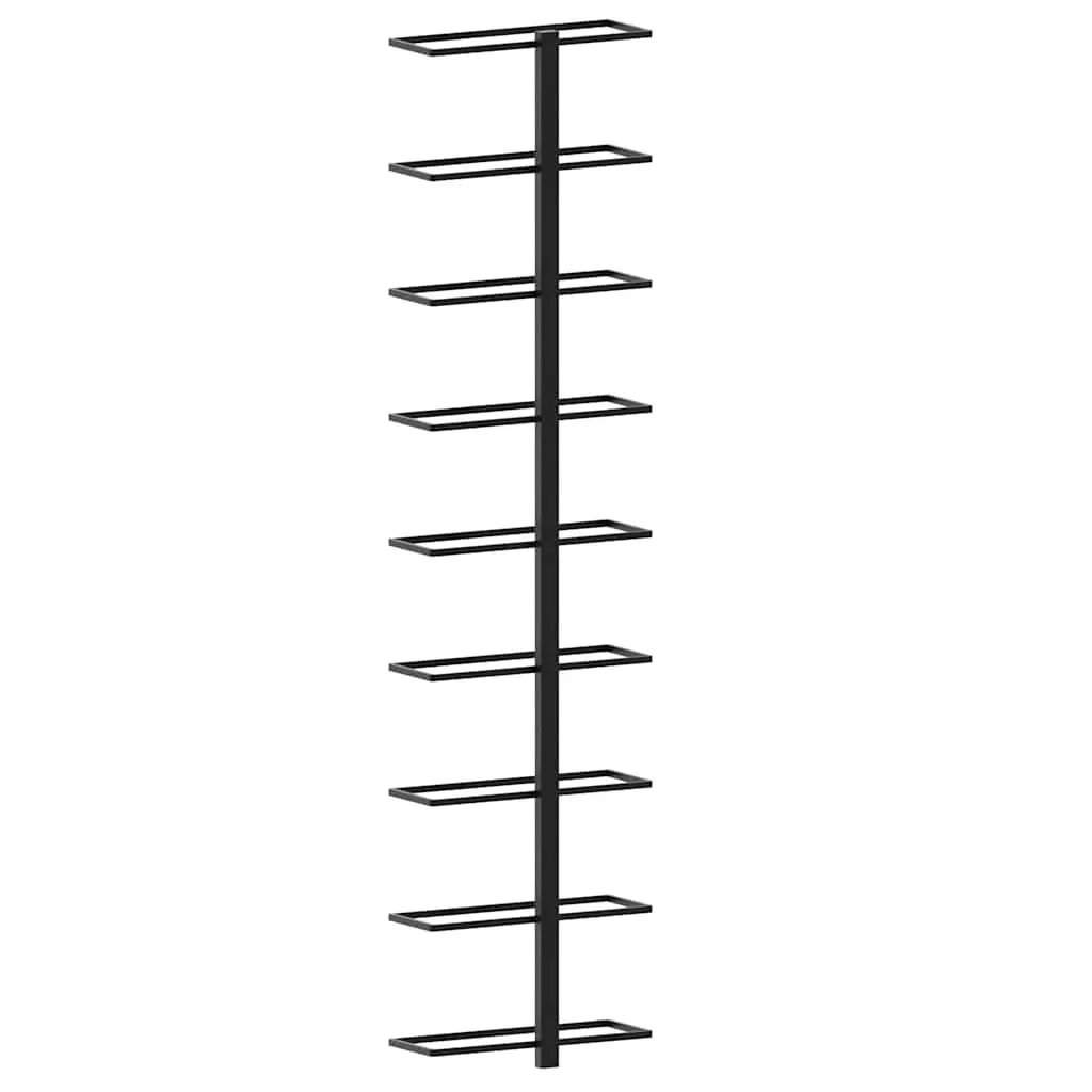 Wall-Mounted Wine Rack Black Iron Modern Home Decor 9 Bottle Storage