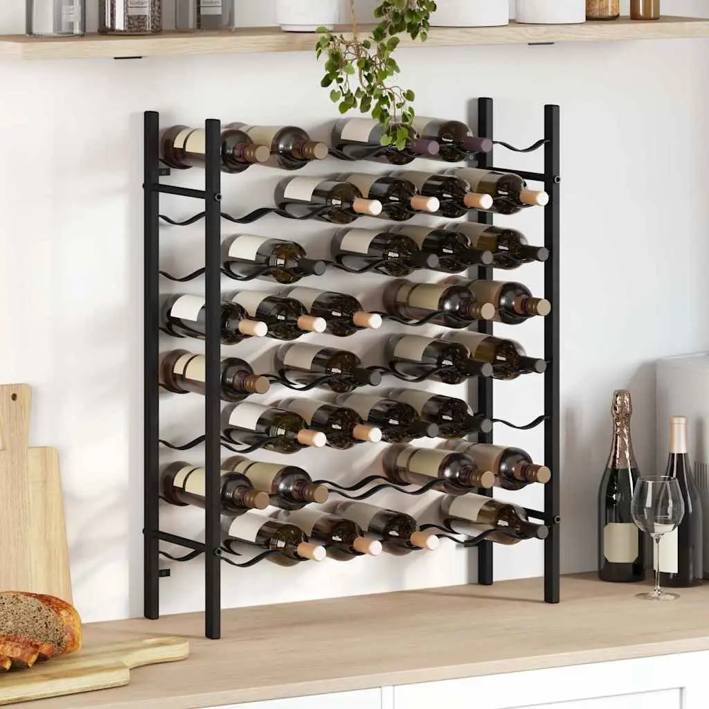 Wine Rack for Kitchen Dining Bar 48 Bottle Black Metal Storage Cabinet Display Stand
