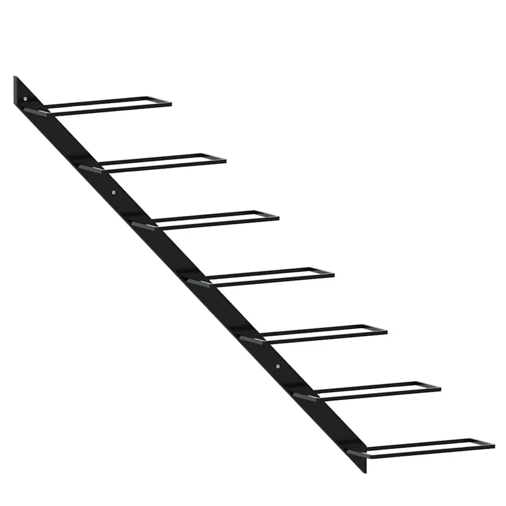 Wall-Mounted Black Metal Wine Rack, Holds 7 Bottles