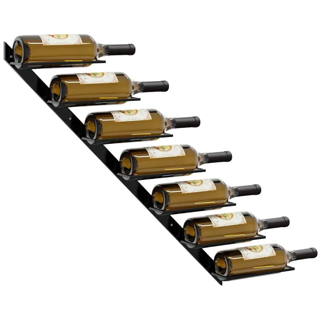 Wall-Mounted Black Metal Wine Rack, Holds 7 Bottles