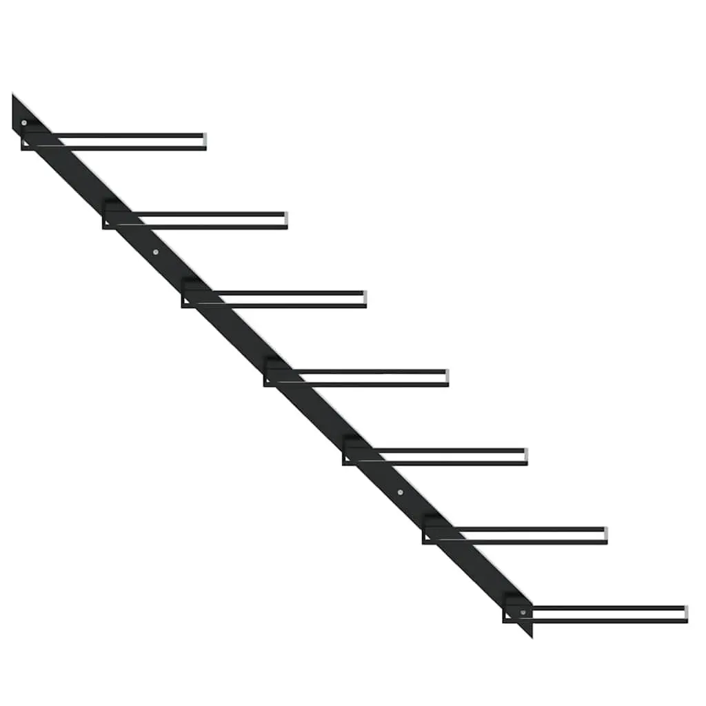 Wall-mounted Wine Rack Storage Black Metal 2 Piece