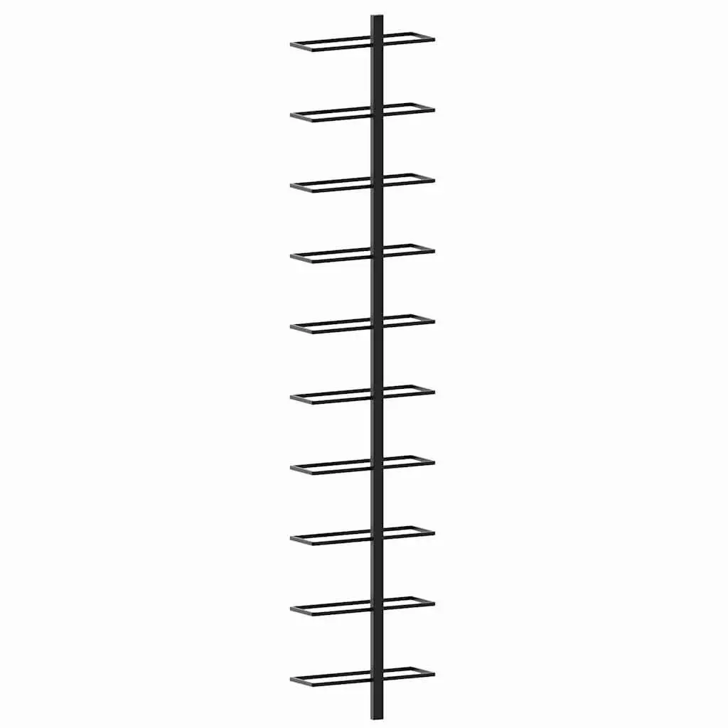 Wall-Mounted Wine Rack for Kitchen Dining Bar Black Metal 10 Bottle Capacity