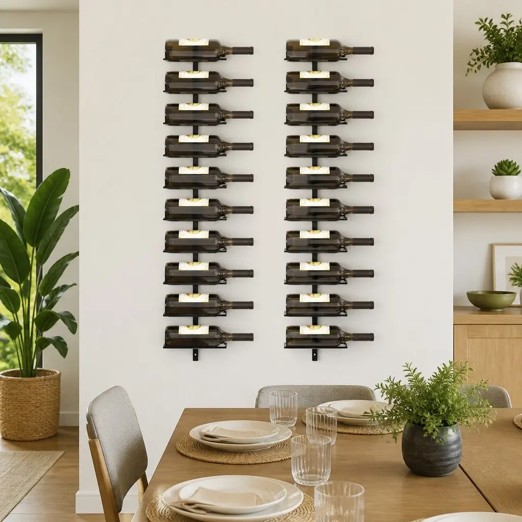 20 Bottles Capacity Wall-mounted Wine Racks Set