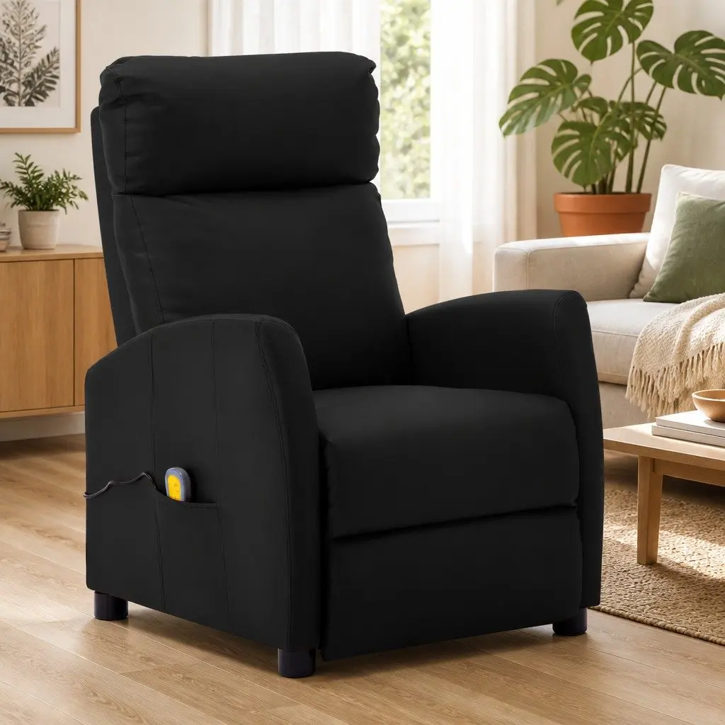 Black Faux Leather Reclining Massage Chair