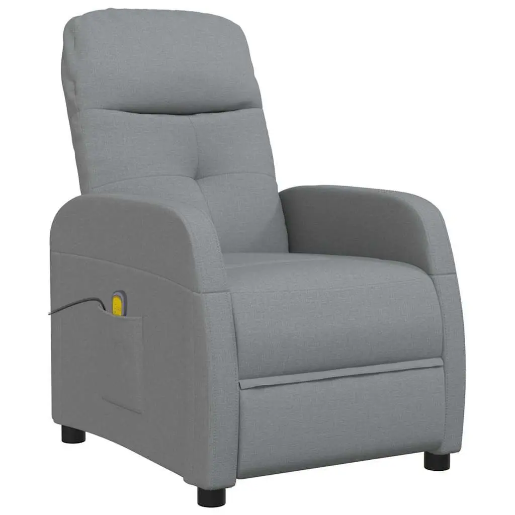 Electric Massage Chair for Home Grey Fabric Reclining Armchair 6 Massage Points