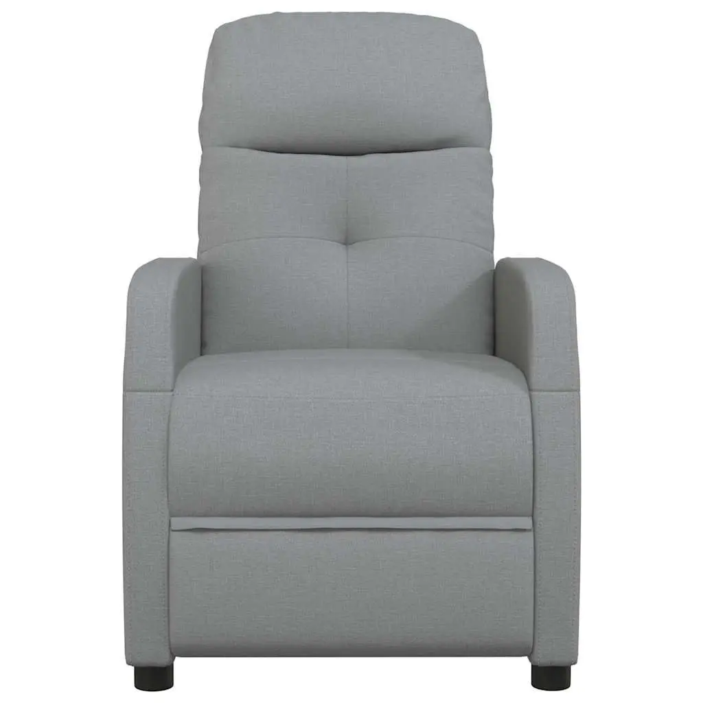 Electric Massage Chair for Home Grey Fabric Reclining Armchair 6 Massage Points