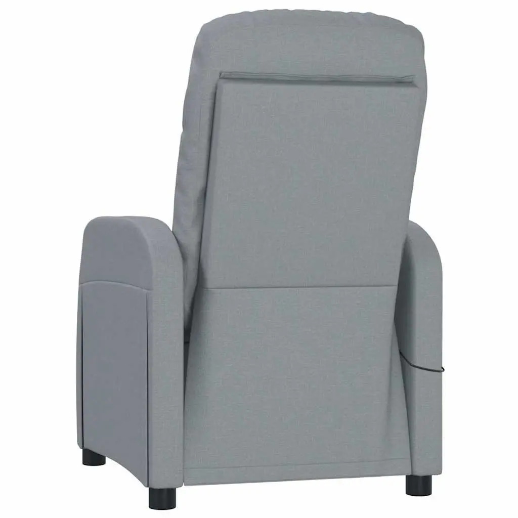 Electric Massage Chair for Home Grey Fabric Reclining Armchair 6 Massage Points