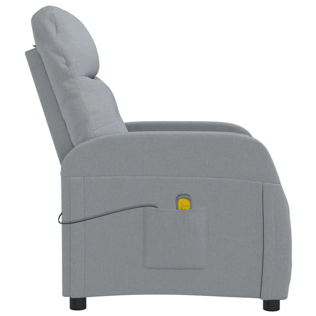 Electric Massage Chair for Home Grey Fabric Reclining Armchair 6 Massage Points